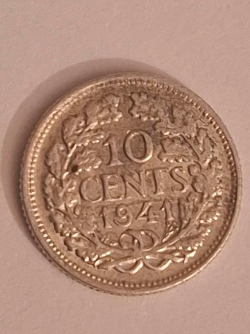 Willemina 1941 zilveren 10 cent, Postzegels en Munten, Munten | Nederland, Losse munt, 10 cent, Koningin Wilhelmina, Zilver, Ophalen of Verzenden