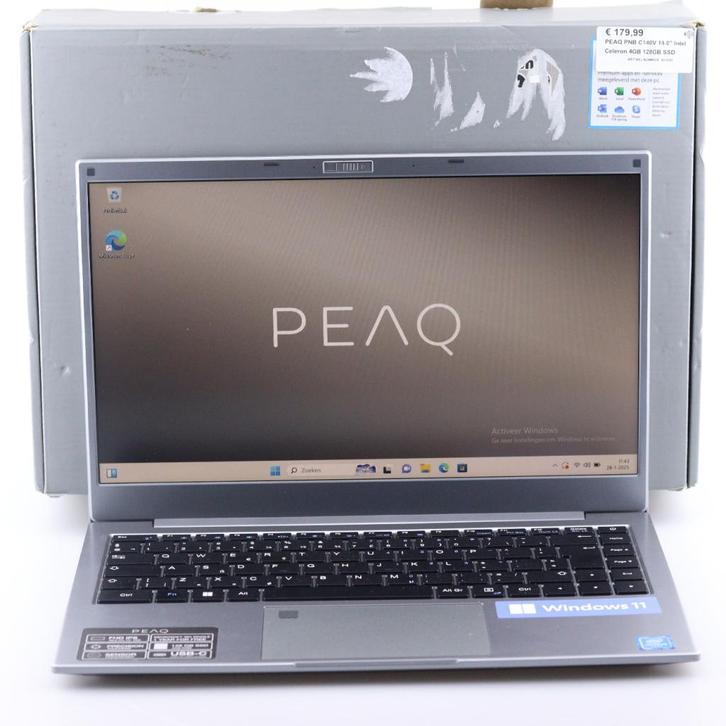 PEAQ PNB C140V 14.0" Intel Celeron 4GB 128GB SSD, Computers en Software, Windows Laptops, Zo goed als nieuw