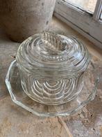 Brocante, Art Deco glazen stolp met onderbord, Antiek en Kunst, Ophalen of Verzenden