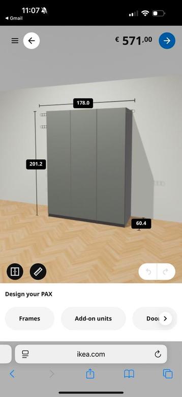 Pax wardrobe, green doors