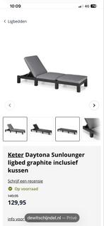 Ligbed met nieuw kussen - 1 jaar gebruikt, Tuin en Terras, Ligbedden, Ophalen of Verzenden, Gebruikt, Kunststof, Verstelbaar