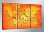 Nieuw * 3 Luik van Canvas * Oranje Wereldkaart 90x160cm, Ophalen of Verzenden
