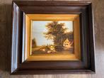 Antiek Olieverf Schilderij - koeienweide, Antiek en Kunst, Ophalen of Verzenden