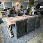Wicker tuinset – 6 stoelen + teakhouten tafel – 240x100 cm, Tuin en Terras, Verzenden, ., Zo goed als nieuw, .