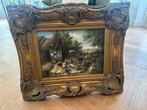 Klassiek schilderij boerderij met kippen in gouden lijst, Ophalen