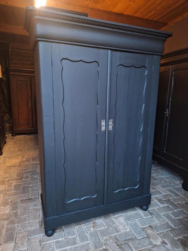 Zwarte biedermeier linnenkast kledingkast, Antiek en Kunst, Antiek | Meubels | Kasten, Ophalen of Verzenden