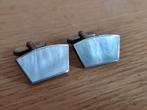 Prachtige vintage manchet knopen, zilver met parelmoer, Ophalen of Verzenden, Zo goed als nieuw, Zilver, Verzilverd