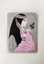 Handbeschilderde tegel Egyptische vrouw Cleopatra, Antiek en Kunst, Ophalen of Verzenden