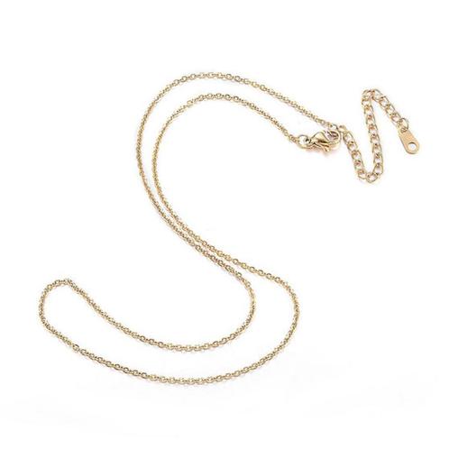 Stainless steel schakelketting goud 2x1.5mm met verlengketti, Sieraden, Tassen en Uiterlijk, Kettingen, Nieuw, Overige materialen