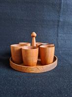 Vintage houten eierdopjes set, Overige materialen, Overige typen, Ophalen of Verzenden, Zo goed als nieuw