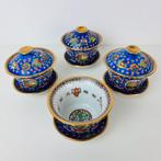 Chinese porseleinen gaiwan set Keizerlijk blauw 20e eeuw, Ophalen of Verzenden