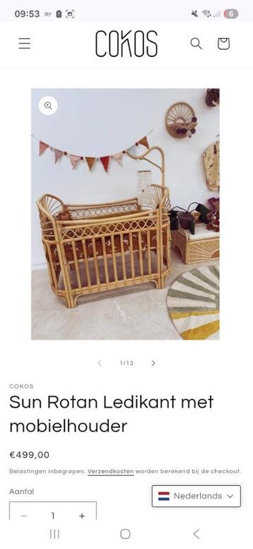 Ledikant rotan, babybedje NIEUW IN VERPAKKING! beschikbaar voor biedingen