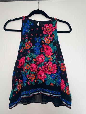 Zara TFL bloemen boho tank top met mesh gaas open rug mt M beschikbaar voor biedingen