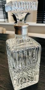 Mooi whiskey kristallen karaf  sterling zilveren hals, Antiek en Kunst, Antiek | Glas en Kristal, Verzenden