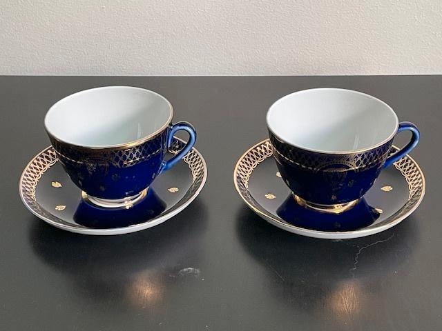 Lomonosov Imperial Golden Frieze Lotus 2C koppen en schotels, Antiek en Kunst, Antiek | Servies los, Ophalen