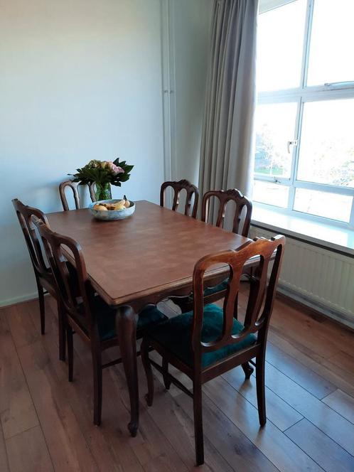 Prachtige antieke eettafel met ingelegd hout, Huis en Inrichting, Tafels | Eettafels, Gebruikt, 100 tot 150 cm, 50 tot 100 cm