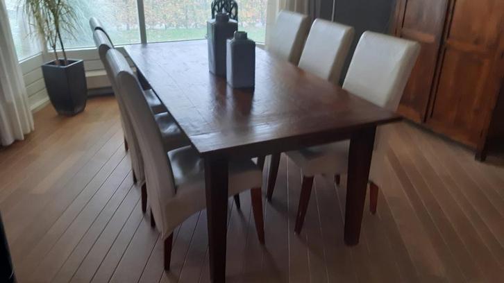 Teak Eettafel + 6 Stoelen, Huis en Inrichting, Tafels | Eettafels, Gebruikt, 50 tot 100 cm, 150 tot 200 cm, Vijf personen of meer