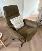 Mooie groene lederen draai fauteuil, Huis en Inrichting, Fauteuils, Ophalen of Verzenden, Zo goed als nieuw, 75 tot 100 cm, 50 tot 75 cm