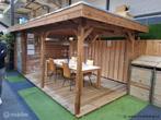 Online Veiling: Woodpro blokhut met overkapping - 607x310cm