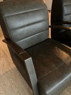 Zwart/grijze fauteuils (2) - Heerlijk zitcomfort!, Huis en Inrichting, Fauteuils, Ophalen, Gebruikt, 50 tot 75 cm, Leer