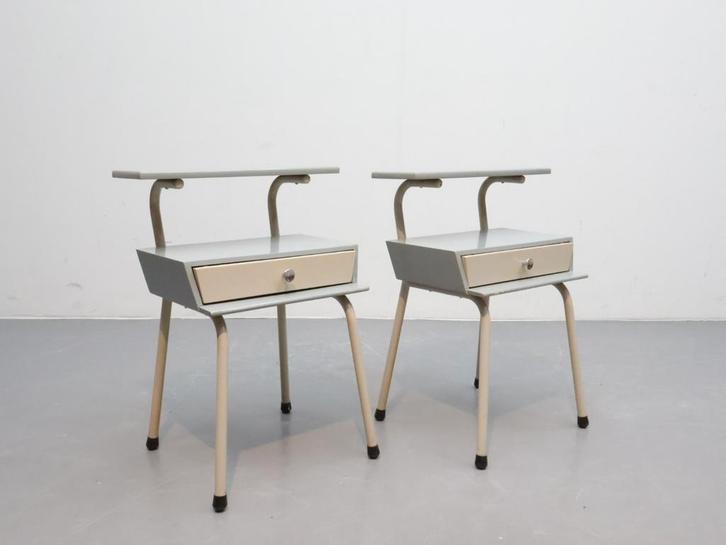 Set vintage nachtkastjes | Wim Rietveld voor Auping, Huis en Inrichting, Slaapkamer | Nachtkastjes, Gebruikt, 55 tot 70 cm, Minder dan 45 cm