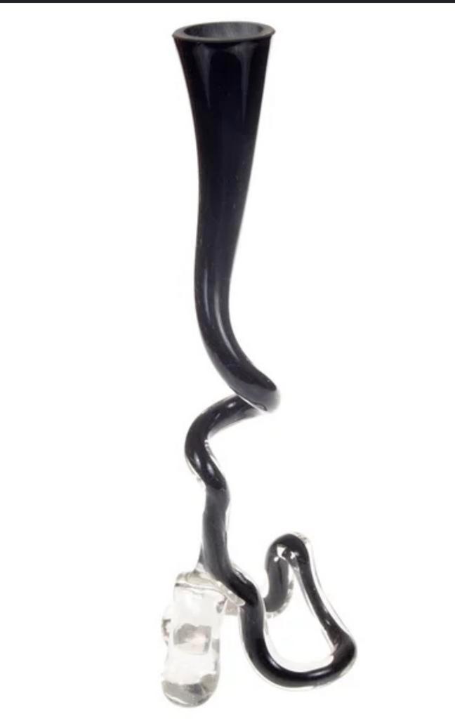 Zwarte glazen designvaas – 61,5 cm hoog, Huis en Inrichting, Woonaccessoires | Vazen, Zo goed als nieuw, Zwart, 50 tot 75 cm, Glas