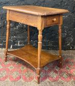 Vintage antieke tafel bijzettafel plantentafel eiken lades, Huis en Inrichting, Tafels | Bijzettafels, Ophalen