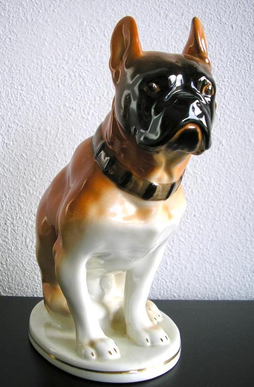 Grote Franse porceleinen bulldog Lomonosov, Antiek en Kunst, Antiek | Porselein, Ophalen of Verzenden