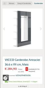 Vicco Garderobe kast Mats, antraciet/wit, 36,6 x 191 cm, Ophalen, 100 tot 150 cm, Met hangruimte, Zo goed als nieuw