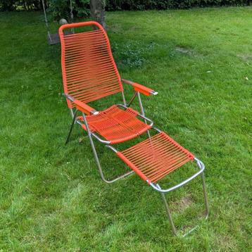 Vintage retro oranje spaghetti ligstoel Design Francesco Fav beschikbaar voor biedingen