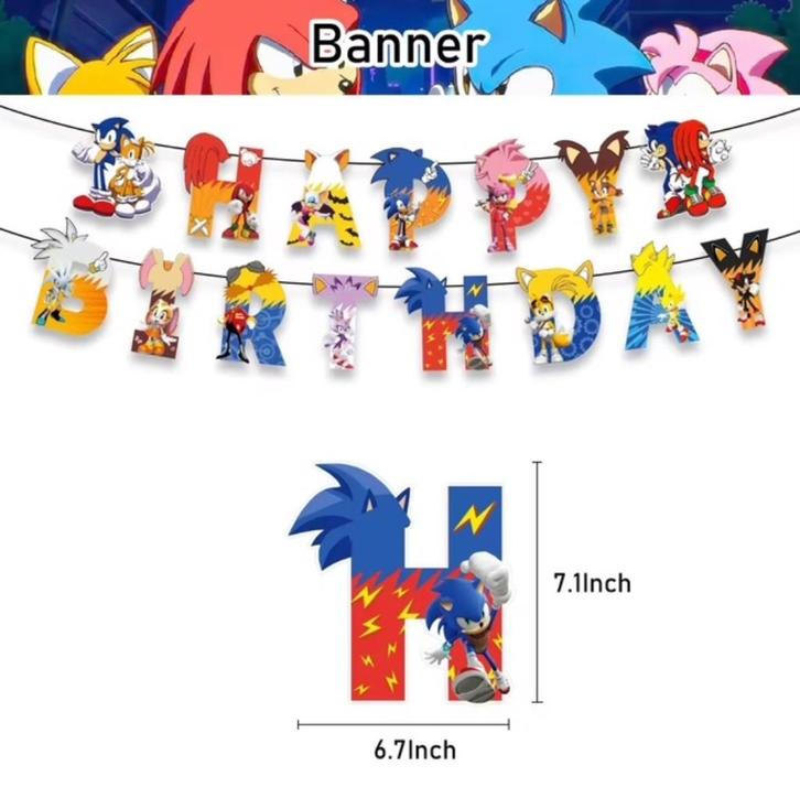 Nieuw !!  Sonic the Hedgehog banner / slinger Happy Birthday, Hobby en Vrije tijd, Feestartikelen, Nieuw, Versiering, Verjaardag