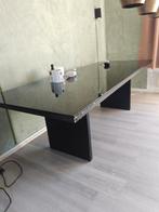zwarte eettafel met glazenplaat en salontafel, Ophalen, Gebruikt, 50 tot 100 cm, Vijf personen of meer