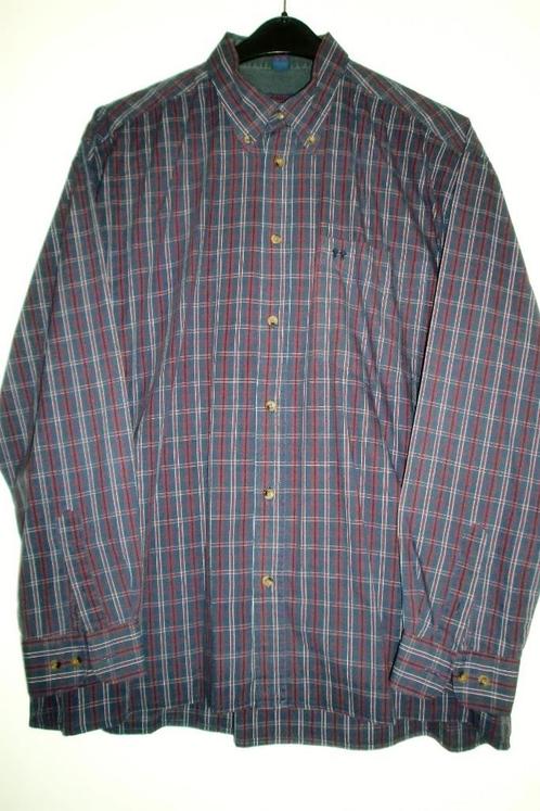 Prachtig overhemd ruit donker blauw en rood en 1 witte draad, Kleding | Heren, Overhemden, Zo goed als nieuw, Halswijdte 43/44 (XL)