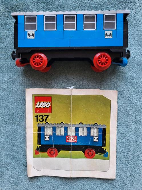 Lego trein passagiers wagon (set 137) met bouw instructies., Kinderen en Baby's, Speelgoed | Duplo en Lego, Gebruikt, Lego, Complete set