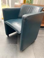 Leolux saga met wieltjes, petrol leer, Ophalen, Gebruikt, 50 tot 75 cm, Leer