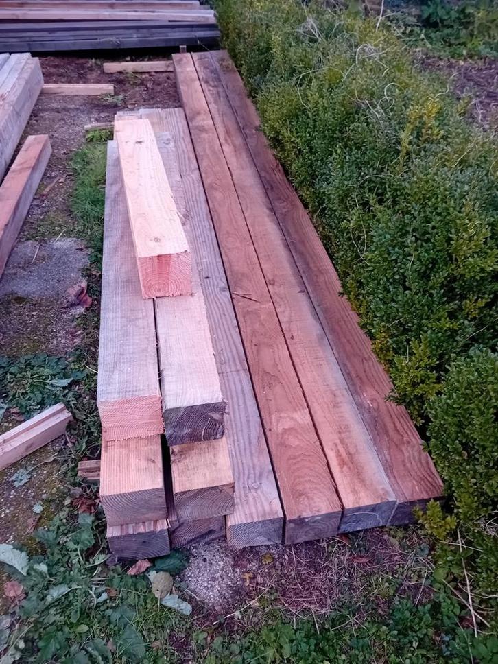 11 Douglas balken van 15 cm dik, Tuin en Terras, Palen, Balken en Planken, Zo goed als nieuw, Balken, 250 cm of meer, Ophalen