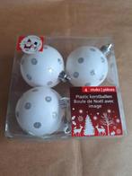 Witte kerstballen met glitter stip, Evora, Onbekend, Nieuw, Ophalen of Verzenden