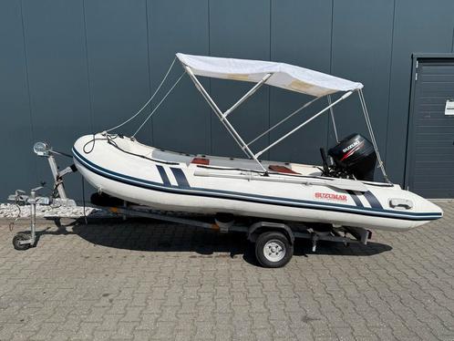 Suzumar rubberboot met 15pk suzuki 4takt 2010 en trailer., Watersport en Boten, Rubberboten, Gebruikt, Overige merken, Aluminium