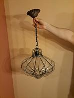 Handgeblazen glazen Venetiaanse lamp ijzeren kooi vintage, Huis en Inrichting, Lampen | Hanglampen, Ophalen, Gebruikt, Vintage