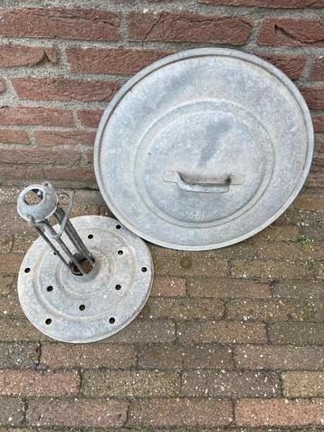 zink ton deksel en weckketel inzet element brocante beschikbaar voor biedingen