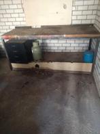 Stalen Werkbank met Houten Blad 200x70x90cm, Doe-het-zelf en Verbouw, Werkbanken, Ophalen