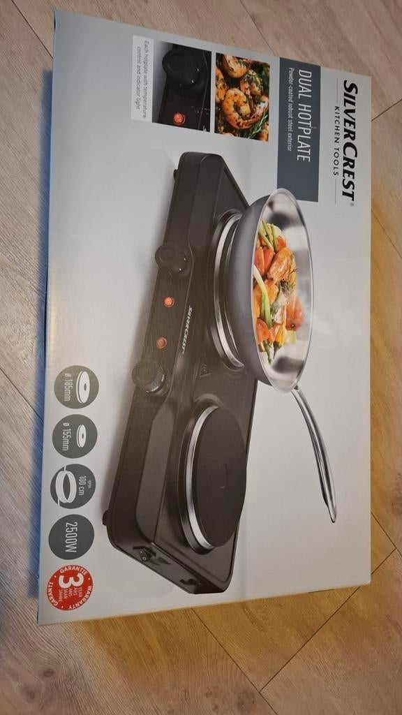 Silvercrest Dubbele Kookplaat - Nieuwstaat, Nieuw, 3 kookzones of minder, Ophalen of Verzenden, Vrijstaand