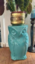 Plantenstandaard zuil uil keramiek 46 cm, Ophalen, Gebruikt