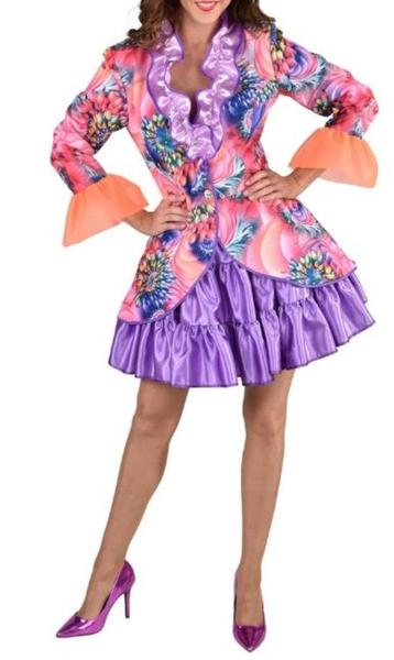 Leuke roze/paars/oranje gebloemde CARNAVAL/FEEST/PARTY jas 1 beschikbaar voor biedingen