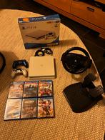 PS4 Slim + 2 Controllers, Stuur & 6 Games, Spelcomputers en Games, Spelcomputers | Sony PlayStation 4, Ophalen, Met 2 controllers