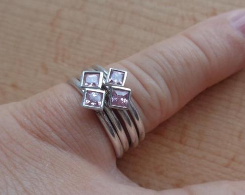 zilveren set 4 stapelringen Hans Henryk Nygaard [125], Sieraden, Tassen en Uiterlijk, Ringen, Zo goed als nieuw, Dame, 17 tot 18