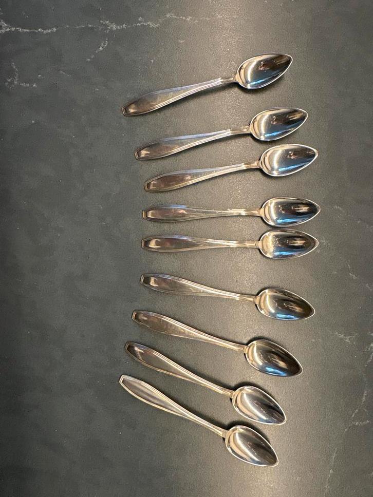 Set van 9 vintage verzilverde lepeltjes, Antiek en Kunst, Antiek | Bestek, Ophalen of Verzenden