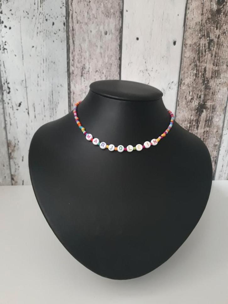 Verstelbare kralenketting met naam of woord naar keuze, Sieraden, Tassen en Uiterlijk, Kettingen, Nieuw, Overige kleuren, Met hanger