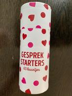 Gesprekstarters. Koker met 60 kaartjes + doosje kaartjes, Hobby en Vrije tijd, Gezelschapsspellen | Bordspellen, Ophalen of Verzenden
