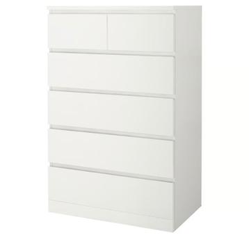 Ikea ladekast Malm, 6 lades - wit (80x123cm) - afbeelding 1